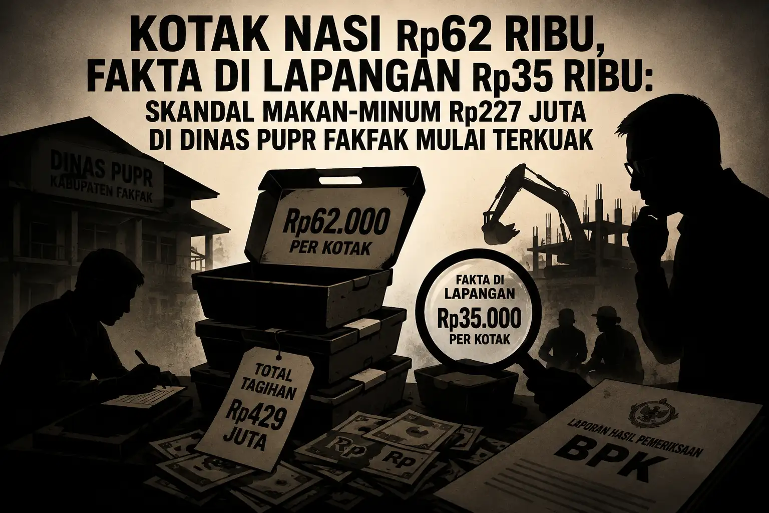 “Kotak Nasi Rp62 Ribu, Fakta di Lapangan Rp35 Ribu: Skandal Makan-Minum Rp227 Juta di Dinas PUPR Fakfak Mulai Terkuak”